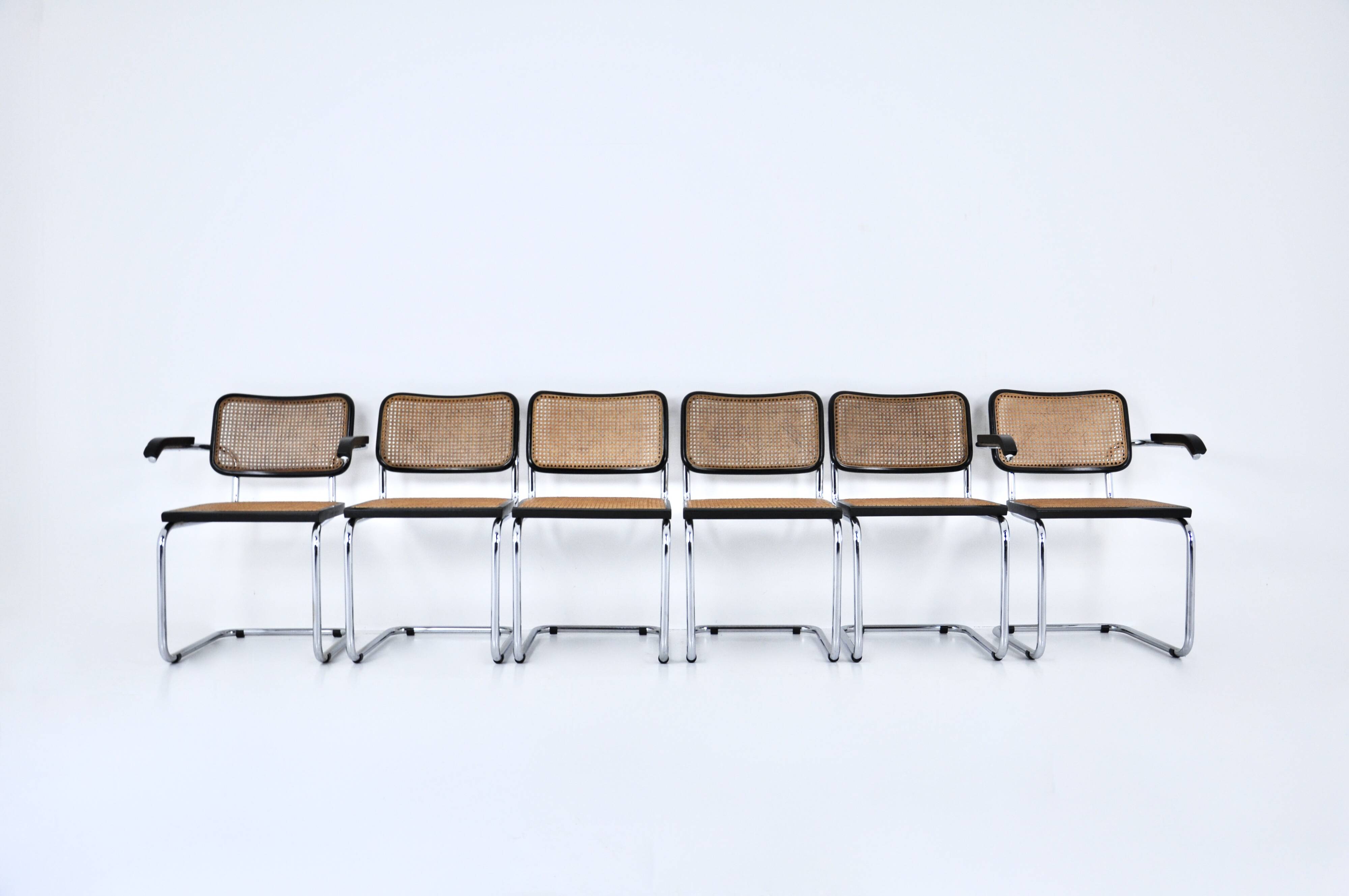 Ensemble de 6 chaises de salle à manger style B32 par Marcel Breuer