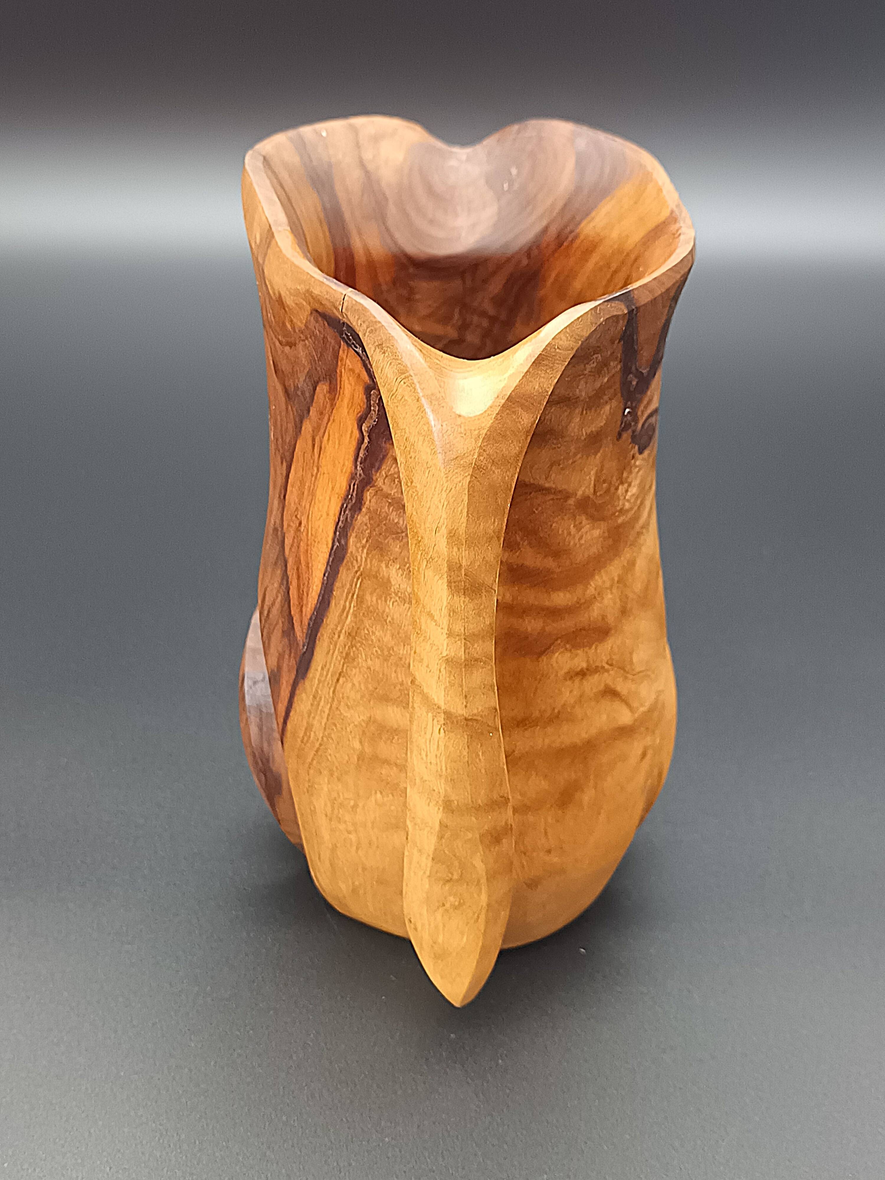 Artisanal Vintage Pitcher Carved Solid Olive Wood Hnos Olivo Spain (17