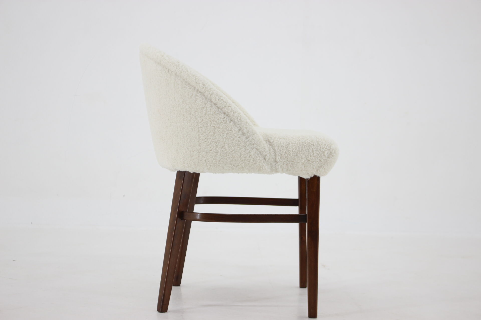 Beech Chair in Sheepskin Fabric, Denmark 1960