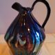 Antique pitcher carafe in midnight blue marbled ceramic