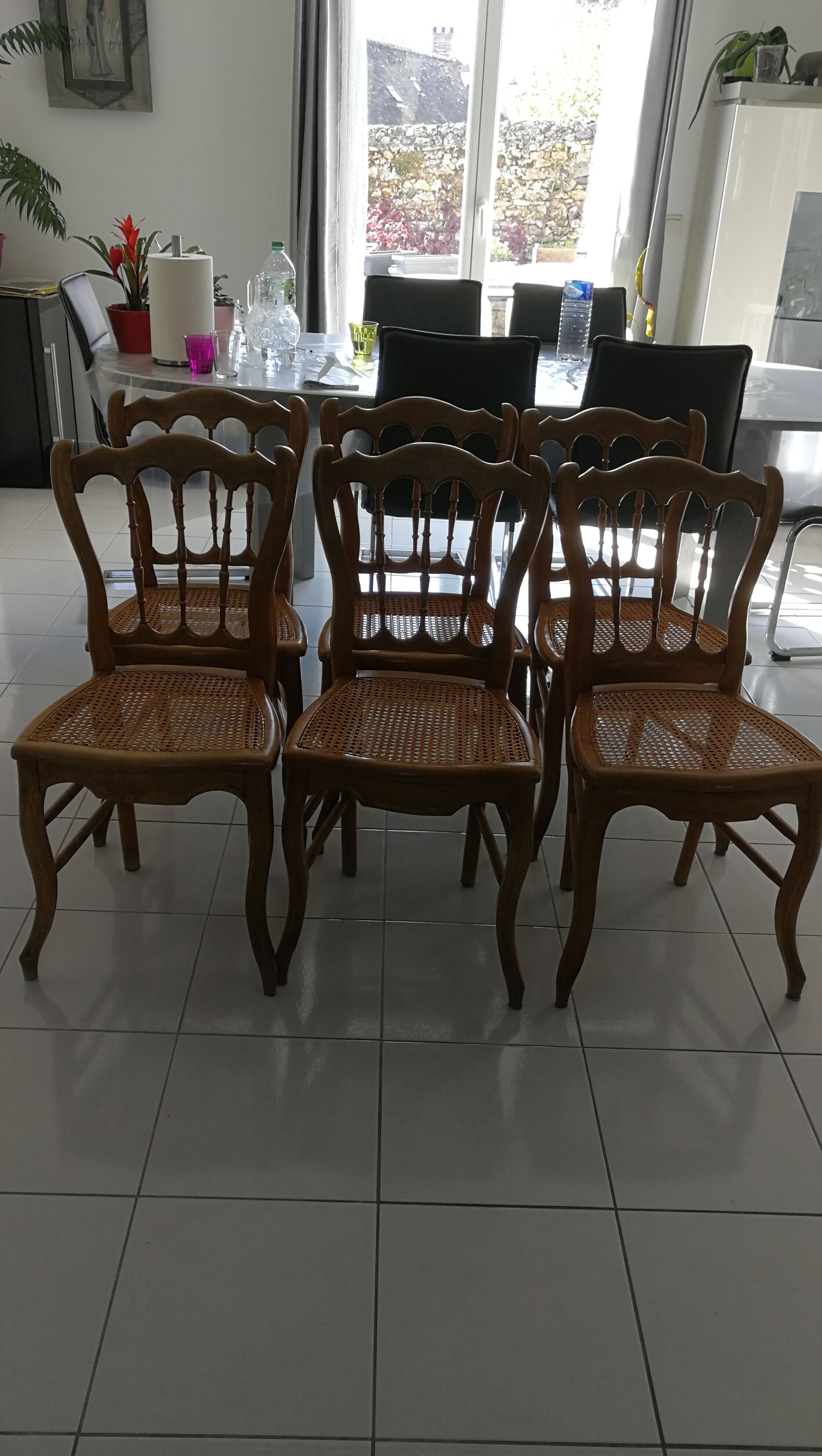 6 chairs in natural canning