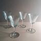 4 Antique Digestif Glasses on Foot Art Deco Pattern Cut Glass 1950s