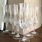 Set of 6 crystalline champagne flutes cut