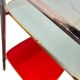 Vintage red mint and blue rolling table/bar cart/tea cart.
