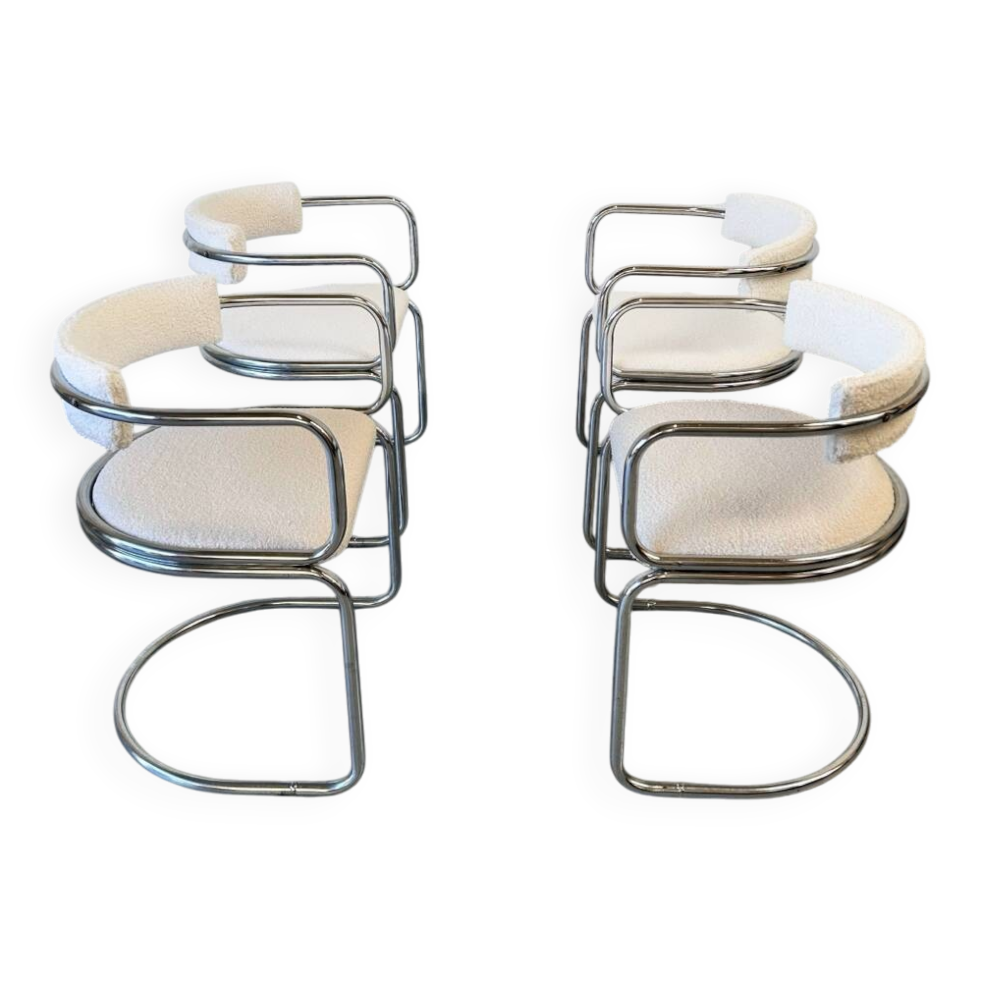 4 chaises chromées Renato Zevi, 1970