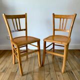 Set of 5 Luterma light blond wood bistro chairs from the 50s