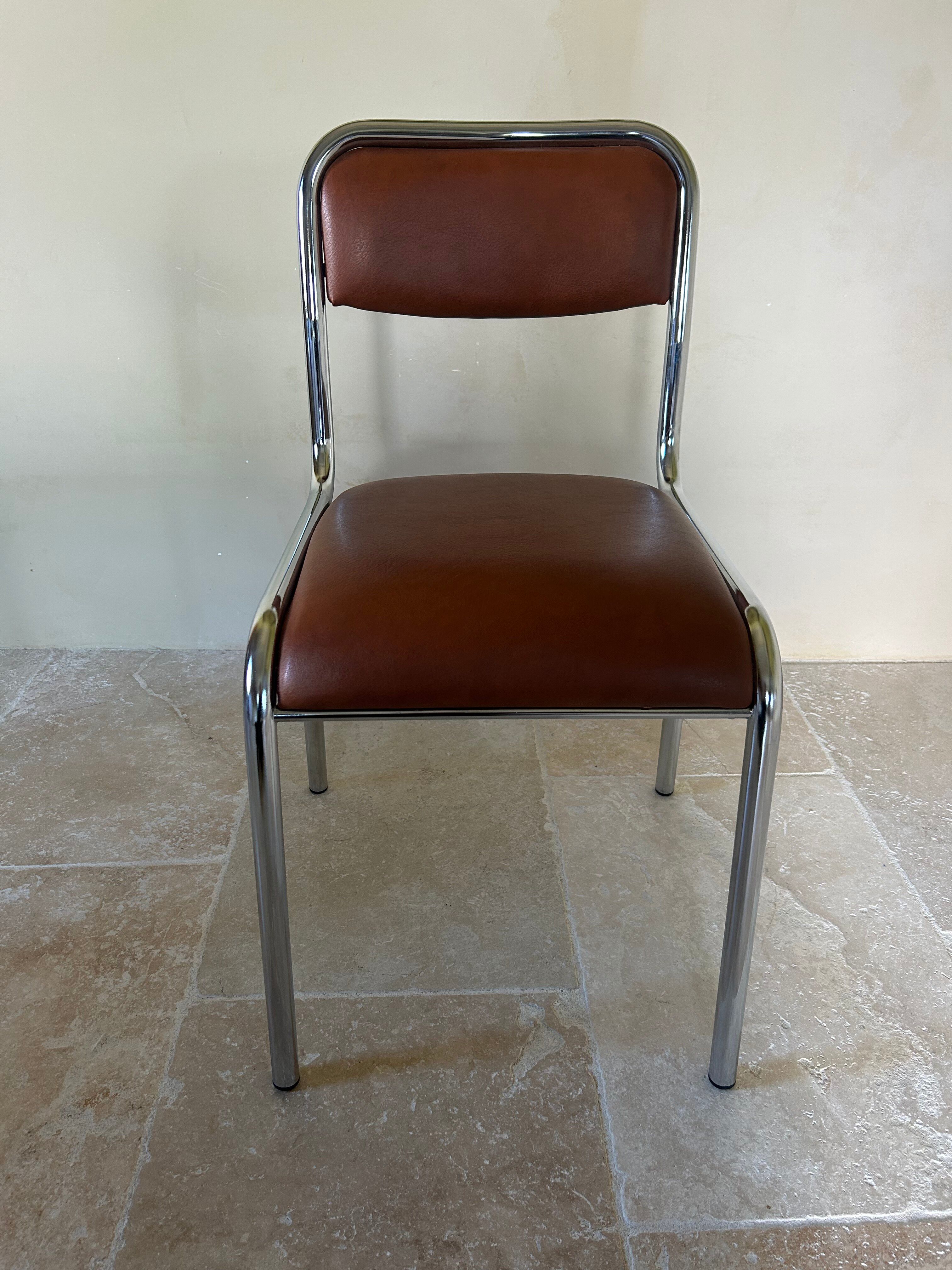 4 vintage chrome chairs