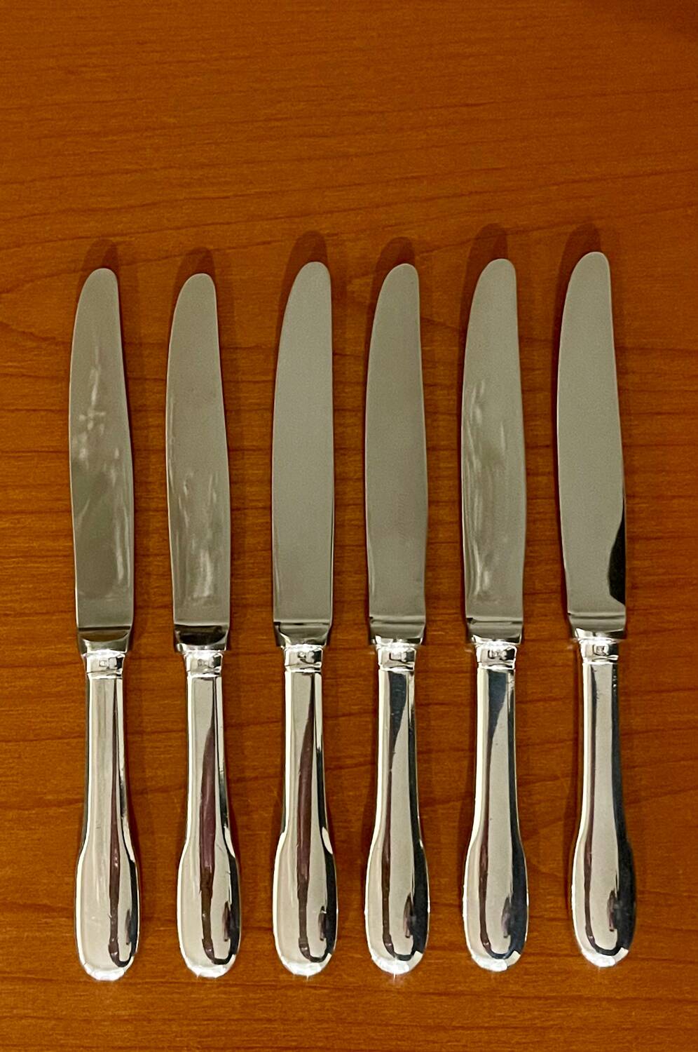 6 Christofle Cluny knives 19.5 cm for dessert, cheese, dessert, good condition