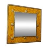 Wooden and resin mirror signed Lydie Eyraud. Unique piece