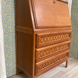 Vintage secretary in wood and rattan