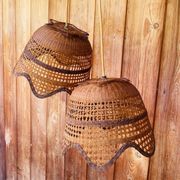 Duo de suspensions en rotin vintage