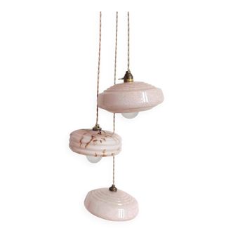 Suspension cascade globes verre de Clichy vintage