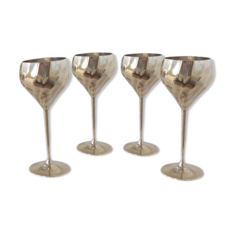 Lot 4 verres en cuivre et argent vintage des années 70