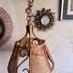 Lustre en rotin et cannage vintage