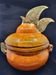 Gérard Crociani soup tureen in orange zoomorphic ceramic French gilded with fine gold Vallauris