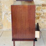 Large vintage chest of drawers with four drawers and one door in oak, circa 1960s