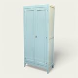 Vintage Parisian wardrobe, blue-green and gray