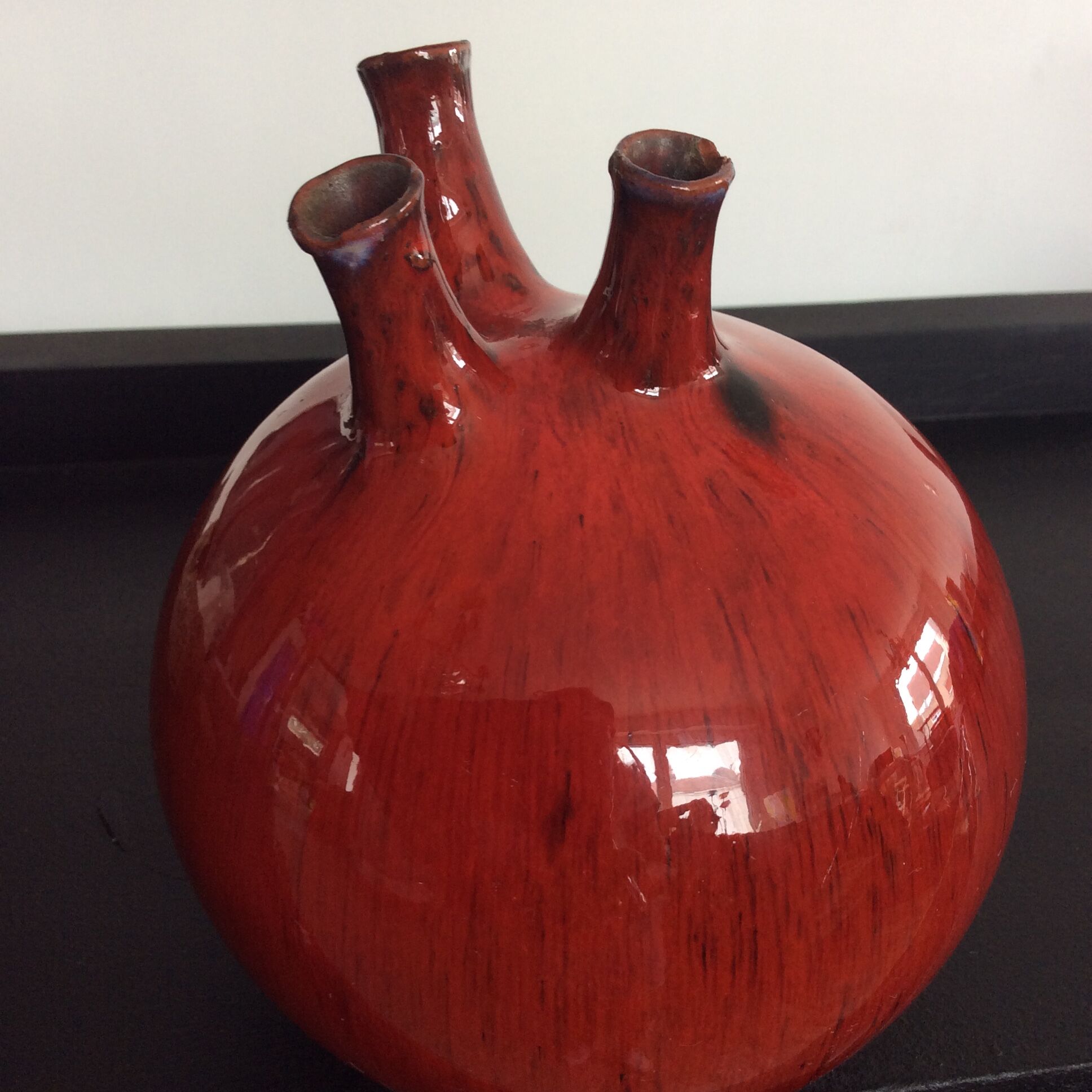 Vintage ball vase in enamelled ceramic