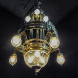Antique high chandelier lamp gold-colored (brass) - circa 1890