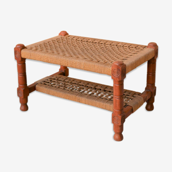Vintage wooden and rope bench