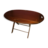 Table ovale bois repliable bateau 1970 /décoration intérieur vintage / pour salon jardin d'hiver bat