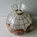 Lustre en nacre coquillages et laiton des années 60
