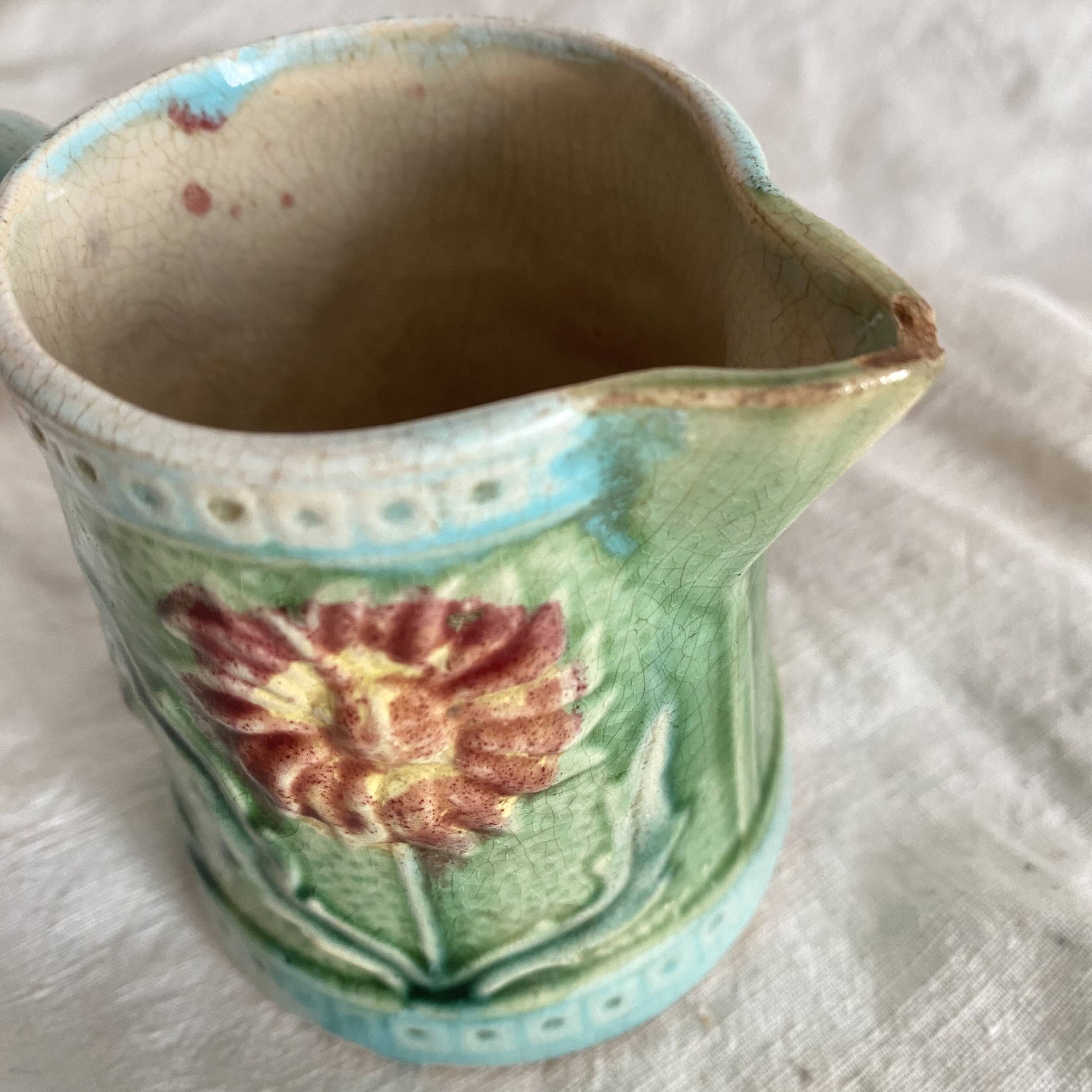 Small Art Nouveau slip milk pitcher