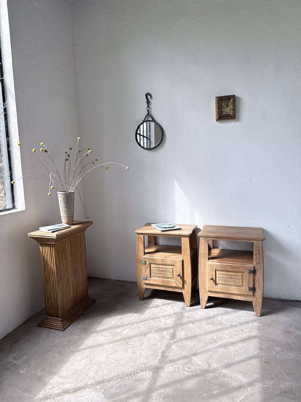 Pair of oak bedside tables 1950