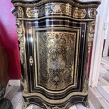 Low Boulle marquetry buffet, curved support furniture, Napoléon III period.