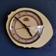 Vintage formica clock silent asymmetrical wall pendulum "FFR Morbier yellow black"