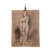 Nude Study / Charcoal Drawing by Ellen Hägg, signed and dated -(18)94.