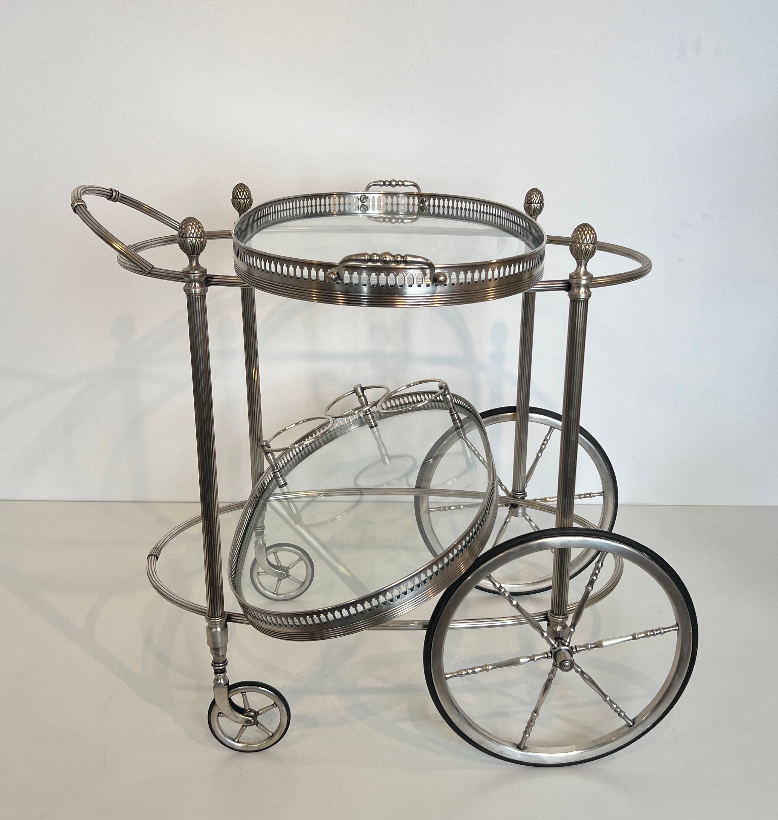 Oval silver-plated brass trolley from Maison Baguès.