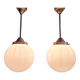 Paire de suspensions Art déco en opaline blanche, 1920-30