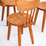 Set of 4 pine chairs by Torsten Claesson, Sweden circa 1950