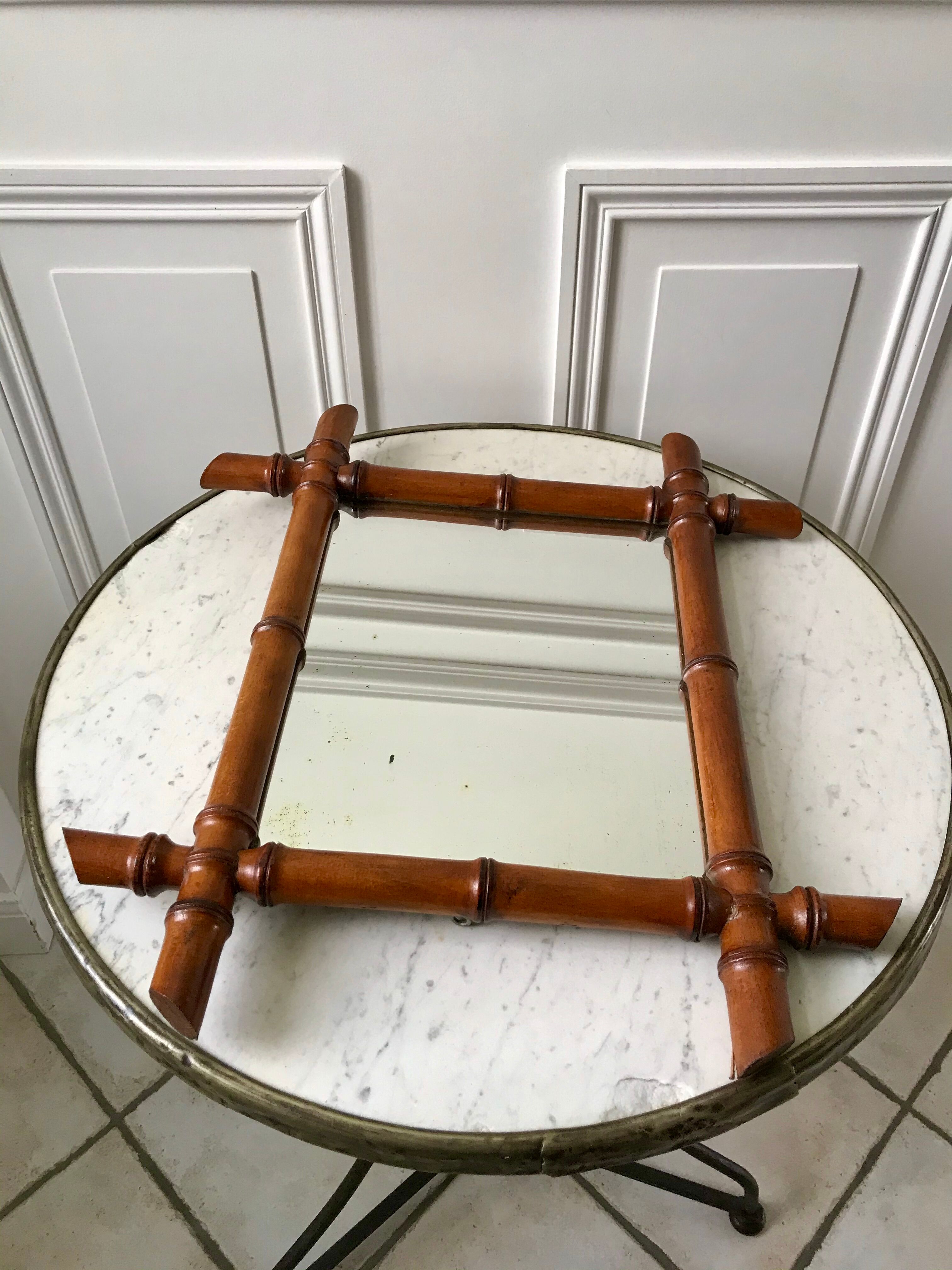 Wooden barber mirror Bamboo style 20-30s