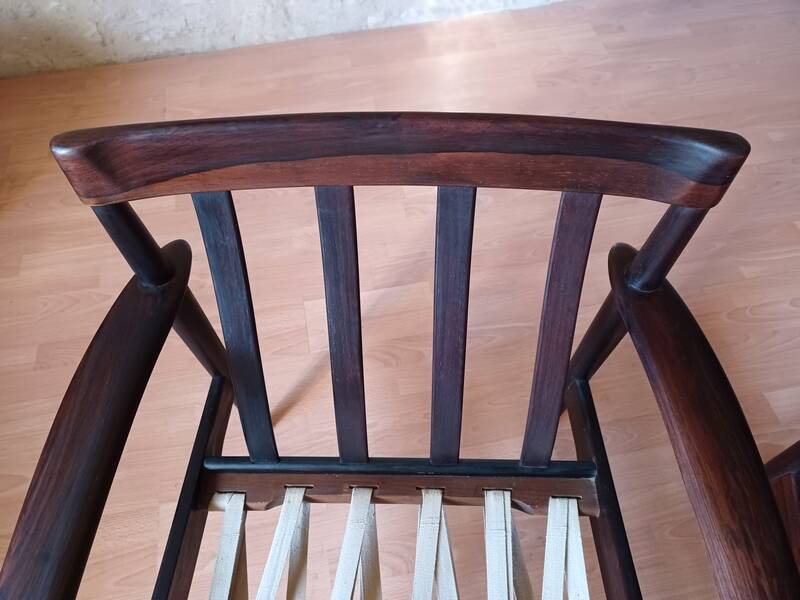 Pair of Danish Grete Jalk armchairs model Poul Jeppesen 56 in rosewood Denmark.