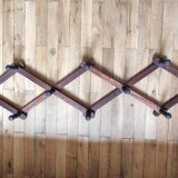 Old telescopic wooden wall coat rack - 10 accordion hook coat rack