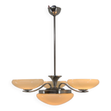 Art Deco Nickel-plating Chandelier, 1930s, Restored