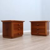 Pair of solit walnut nightstands bedside table late 1970s