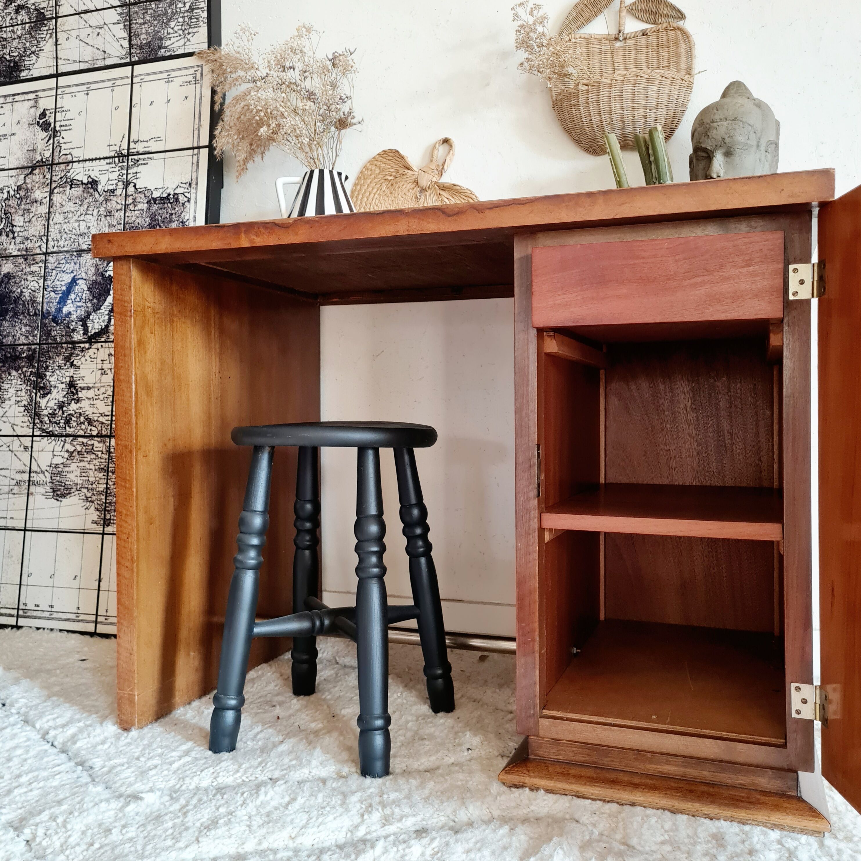 Art Deco desk mahogany plating blond