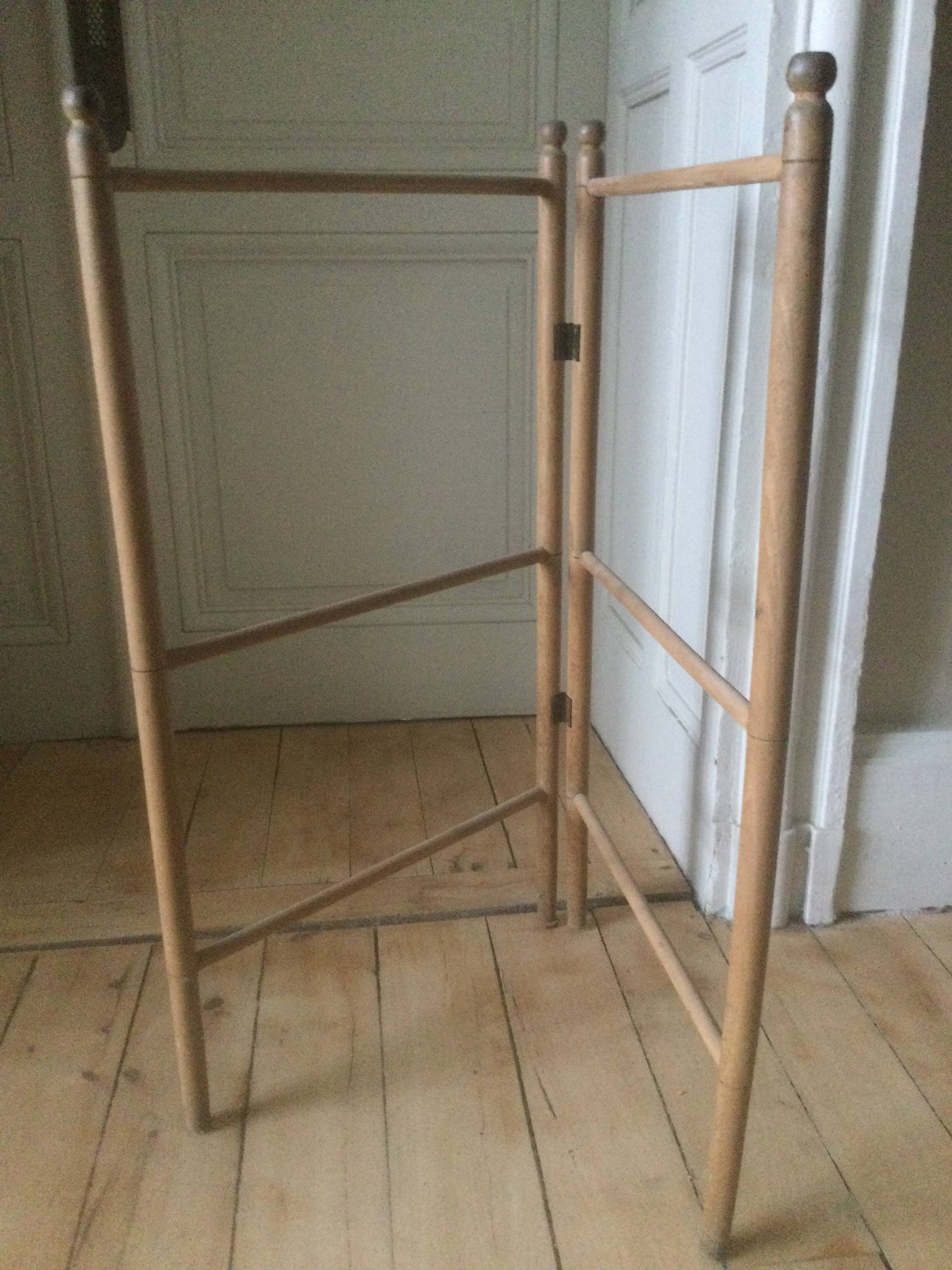 Old natural wood towel rack