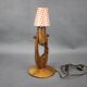 Mid-century adjustable wooden table lamp with checked shade, Czechoslovakia