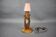 Mid-century adjustable wooden table lamp with checked shade, Czechoslovakia