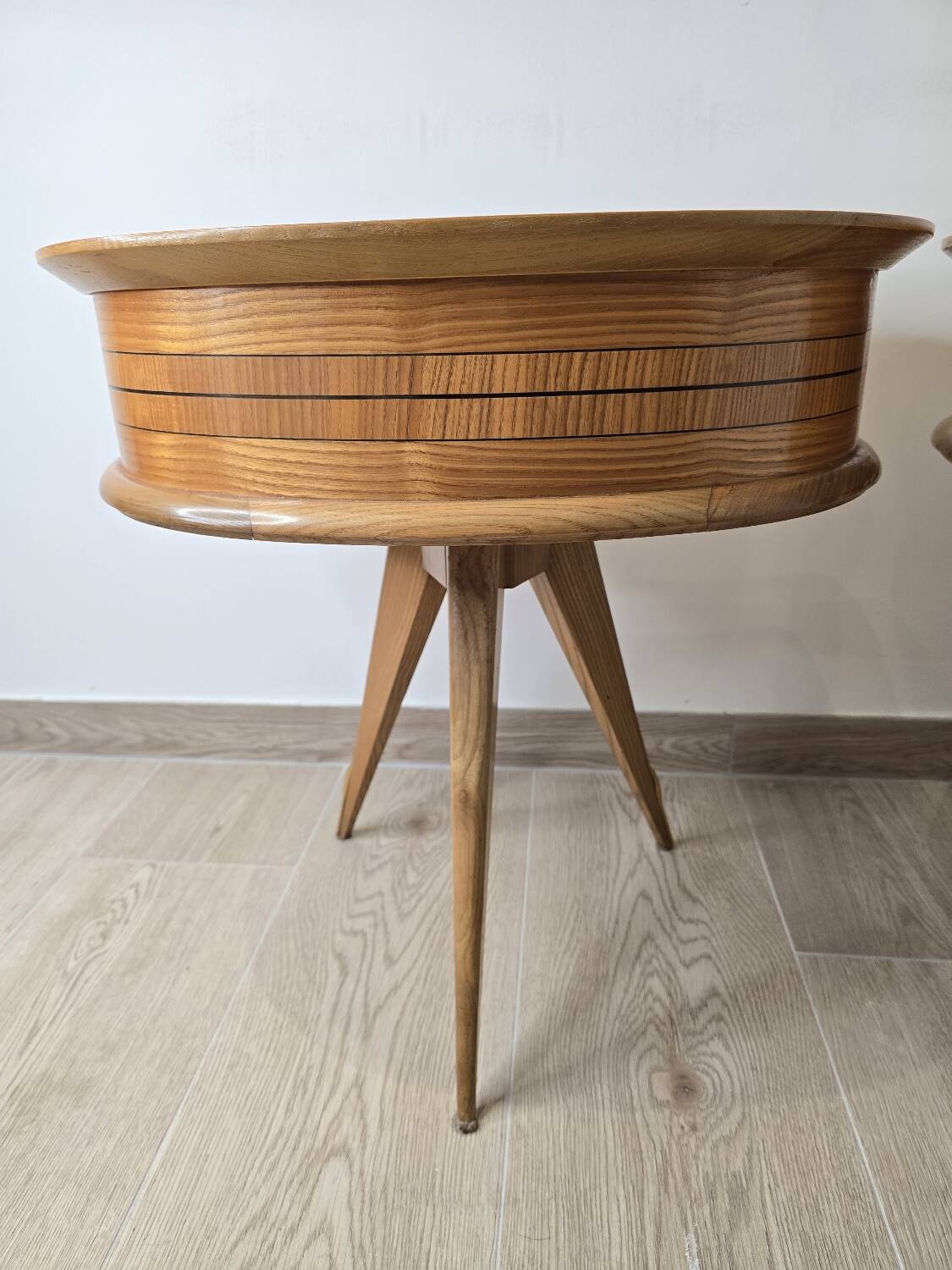 Pair of vintage tripod bedside tables from the 50s