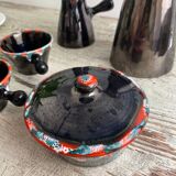Vallauris ceramic pitcher, sugar bowl and cup set