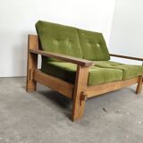 Brutalist oak sofa