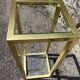 Vintage 1980s square gold metal end table/shelving by pierre vandel, 2 pieces