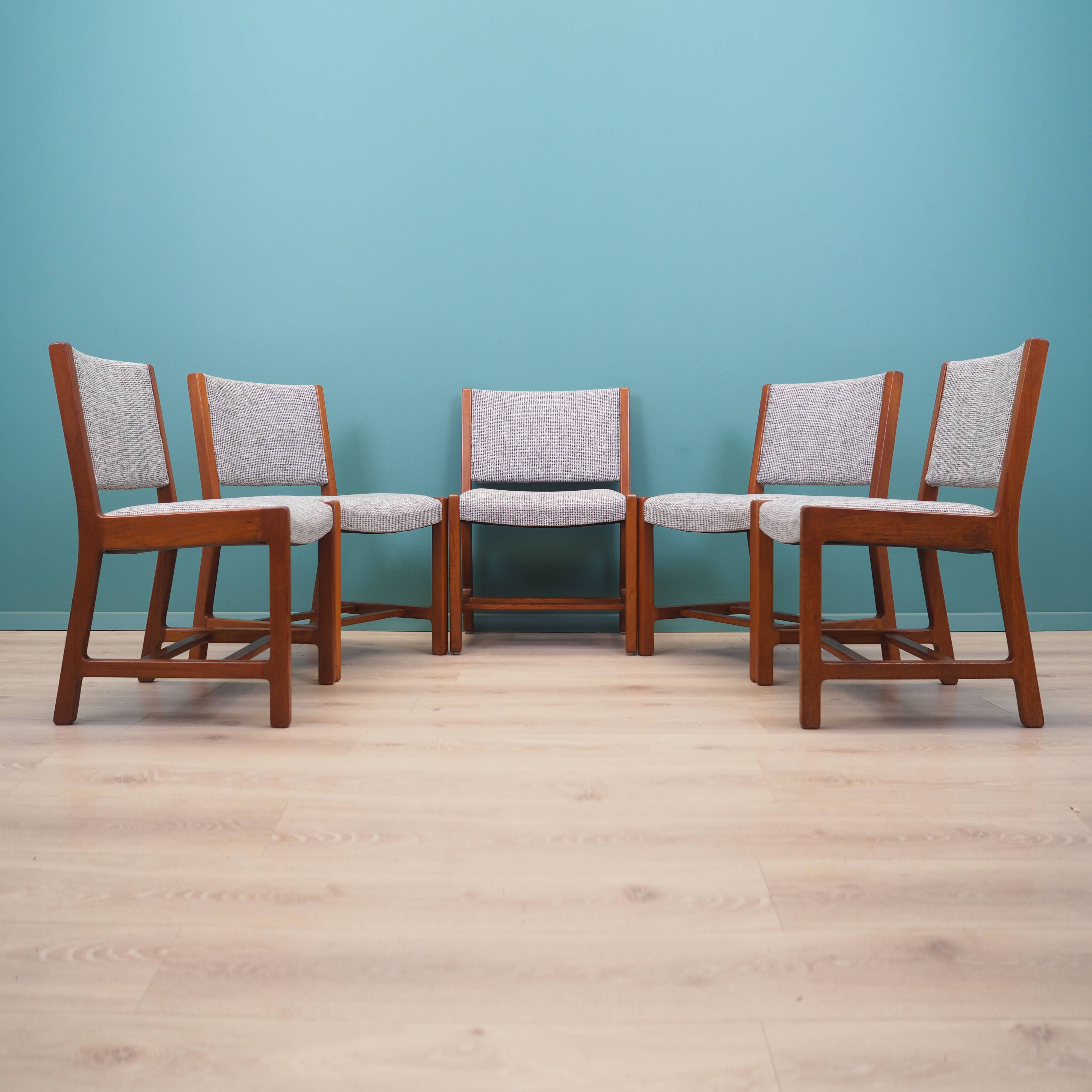 Set of five teak chairs, Danish design, 1970s, production: Denmark