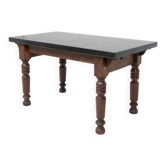 Antique French Oak and Stone Console Table, 1880