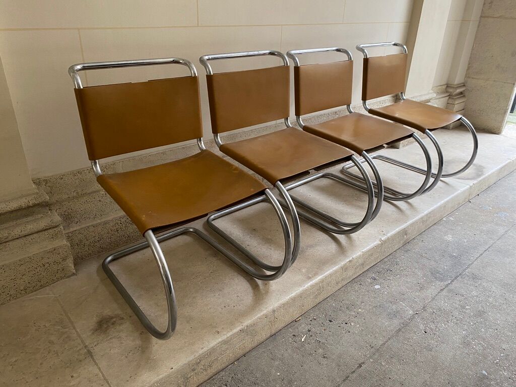 Set of 4 MR chairs by Mies Van der Rohe for Knoll